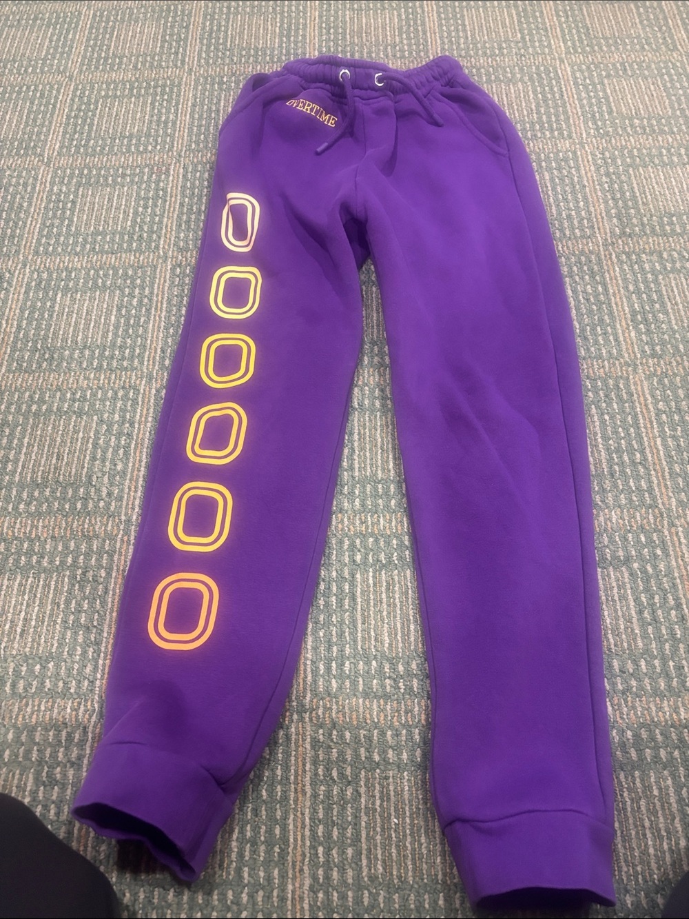 Kids Purple Graphic Jogger Sweatpants with Yellow Accents